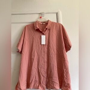 Uniqlo Pink Casual Button Down Shirt Relaxed Fit